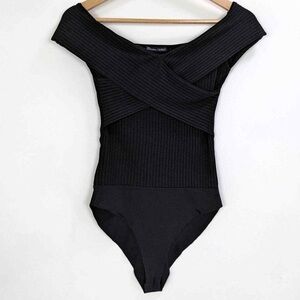 Zara Black Ribbed Bodysuit